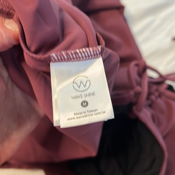 Wave Shine Skirt Set Maroon Waist Cinched Corset Swim Skirt/ Mesh Halter Bikini - Picture 9 of 16